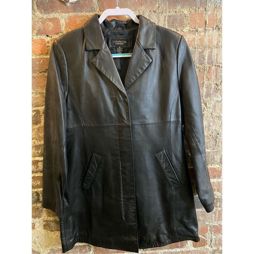 Croft & Barrow Black Lambskin Leather Full Zip Jacket Women’s Medium